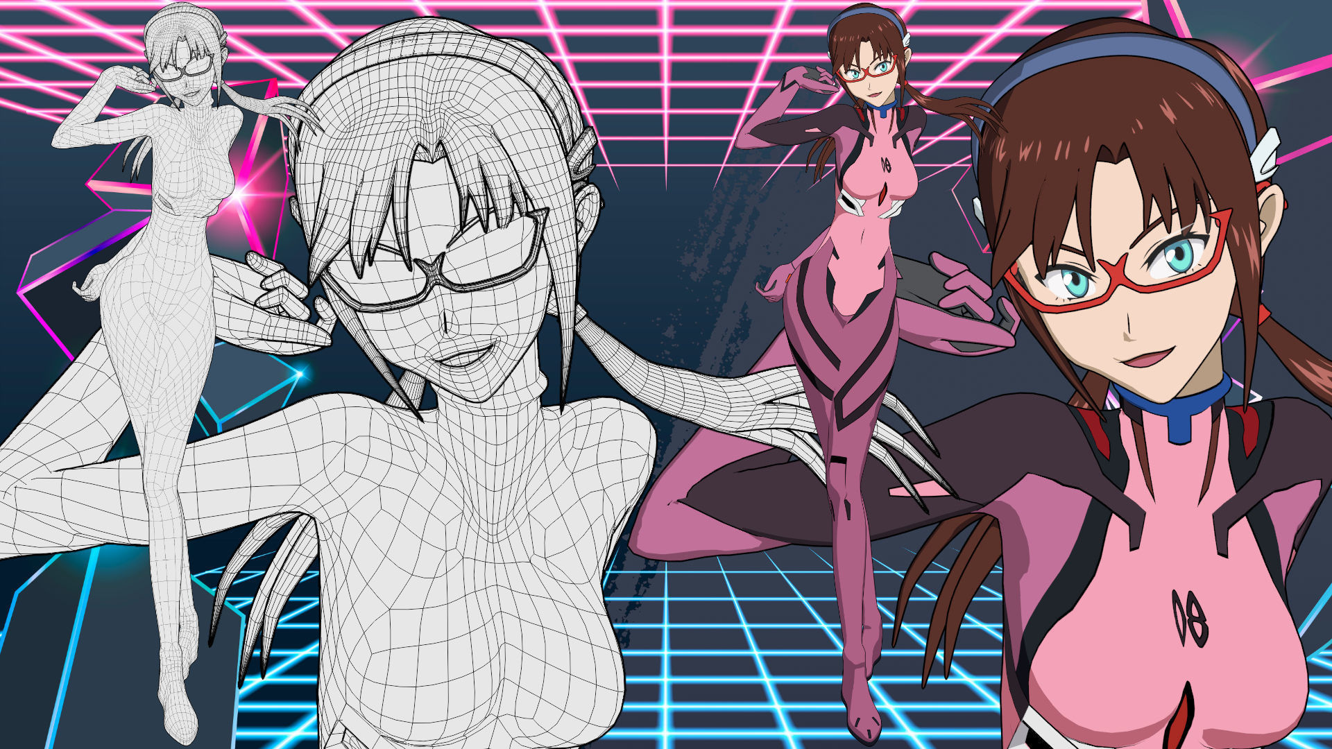 Pack Mari Makinami - Evangelion - 3D Model blender Low-poly 3D model_17