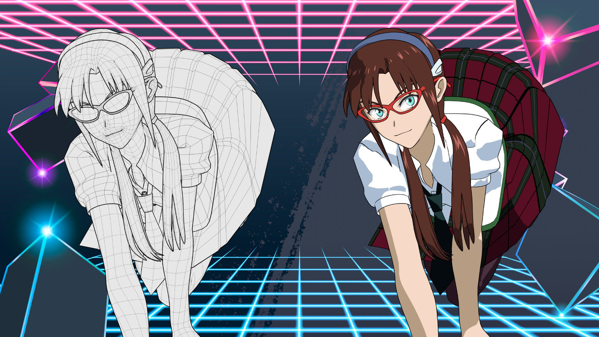 Pack Mari Makinami - Evangelion - 3D Model blender Low-poly 3D model_10