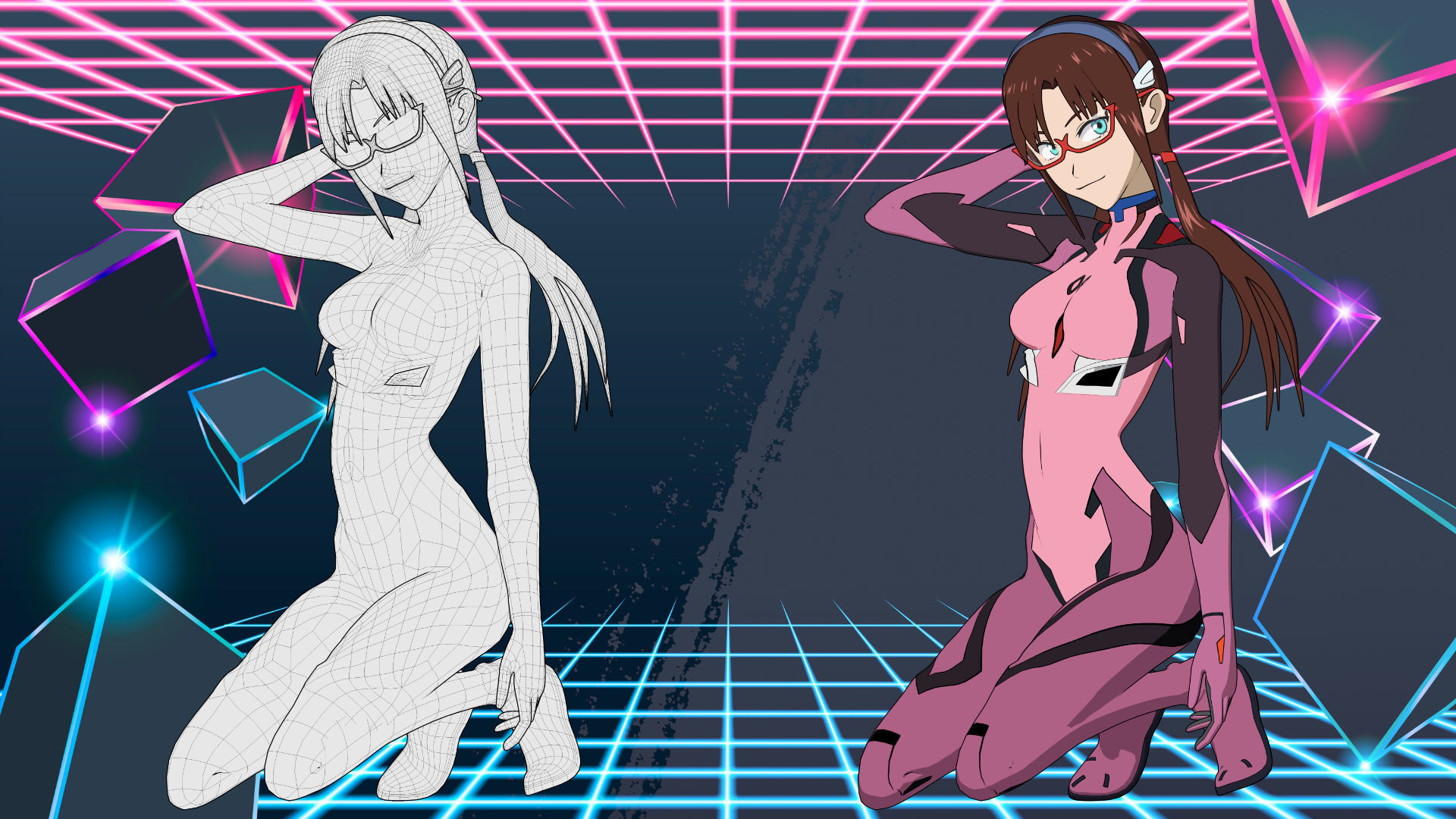 Pack Mari Makinami - Evangelion - 3D Model blender Low-poly 3D model_14