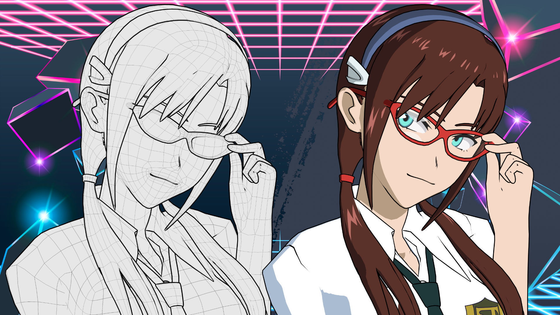 Pack Mari Makinami - Evangelion - 3D Model blender Low-poly 3D model_11