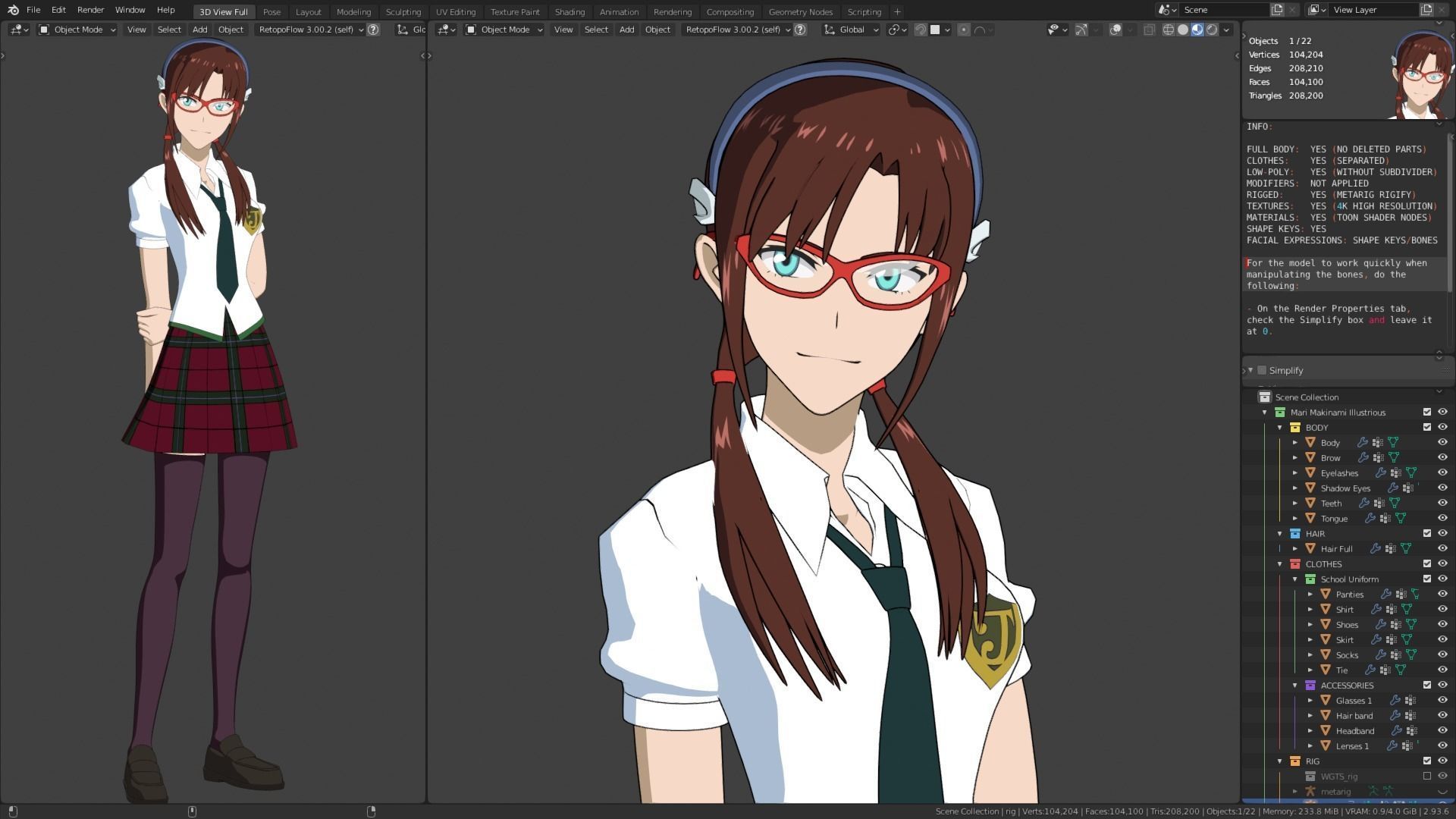 Pack Mari Makinami - Evangelion - 3D Model blender Low-poly 3D model_20