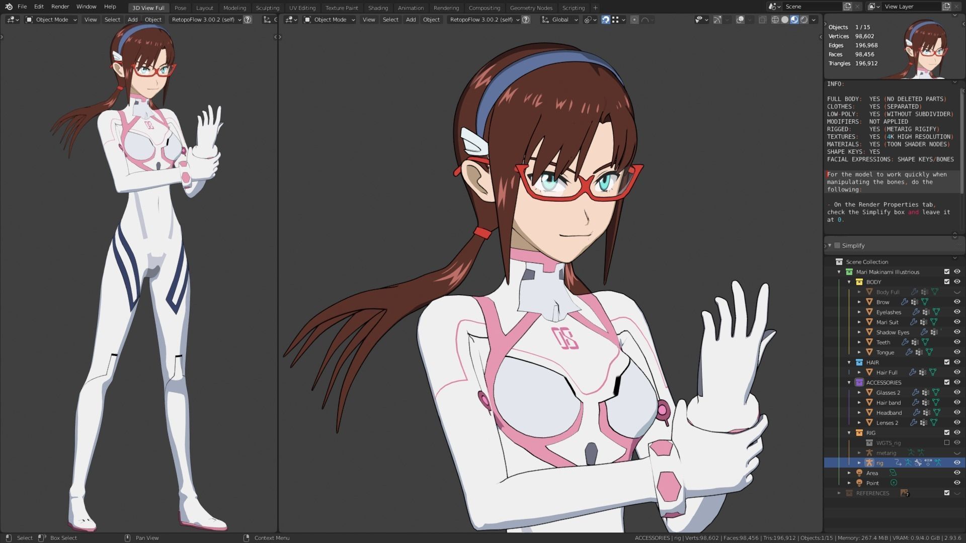 Pack Mari Makinami - Evangelion - 3D Model blender Low-poly 3D model_22