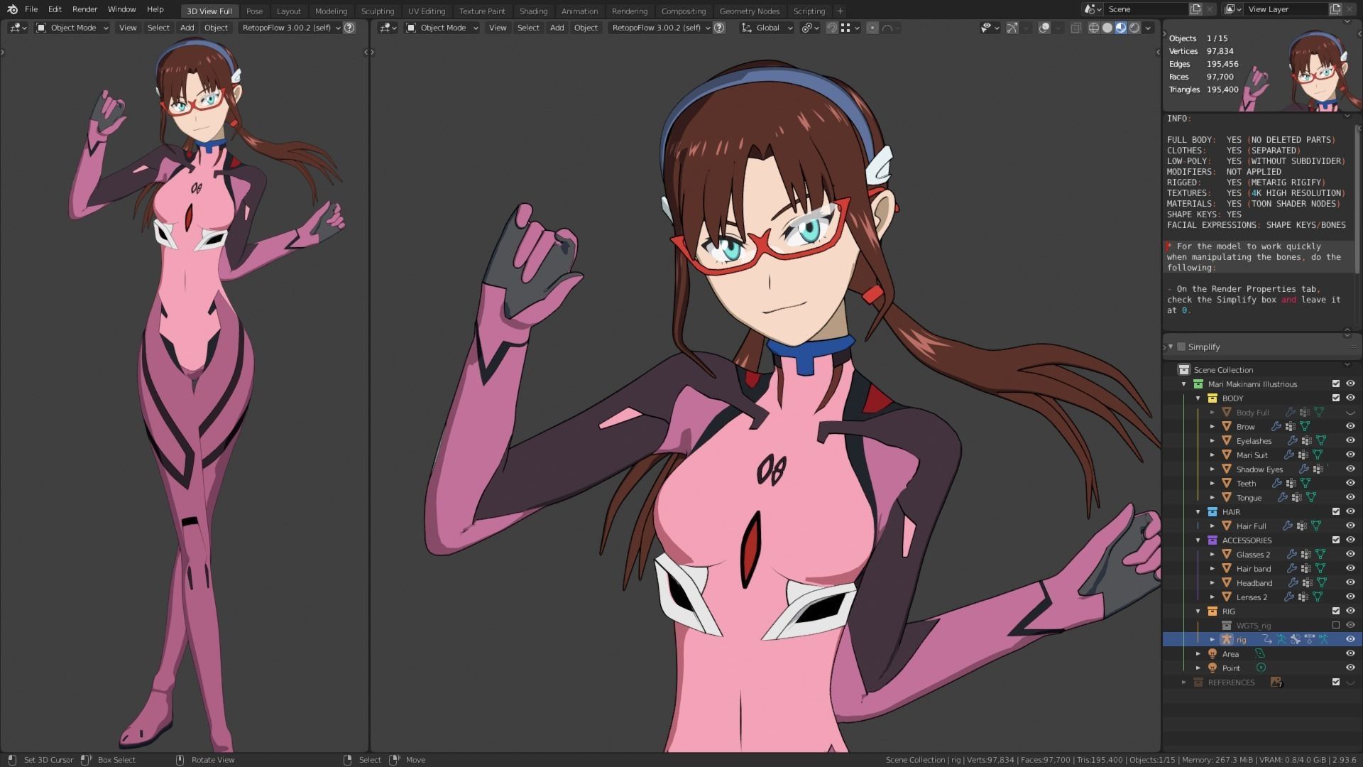 Pack Mari Makinami - Evangelion - 3D Model blender Low-poly 3D model_25