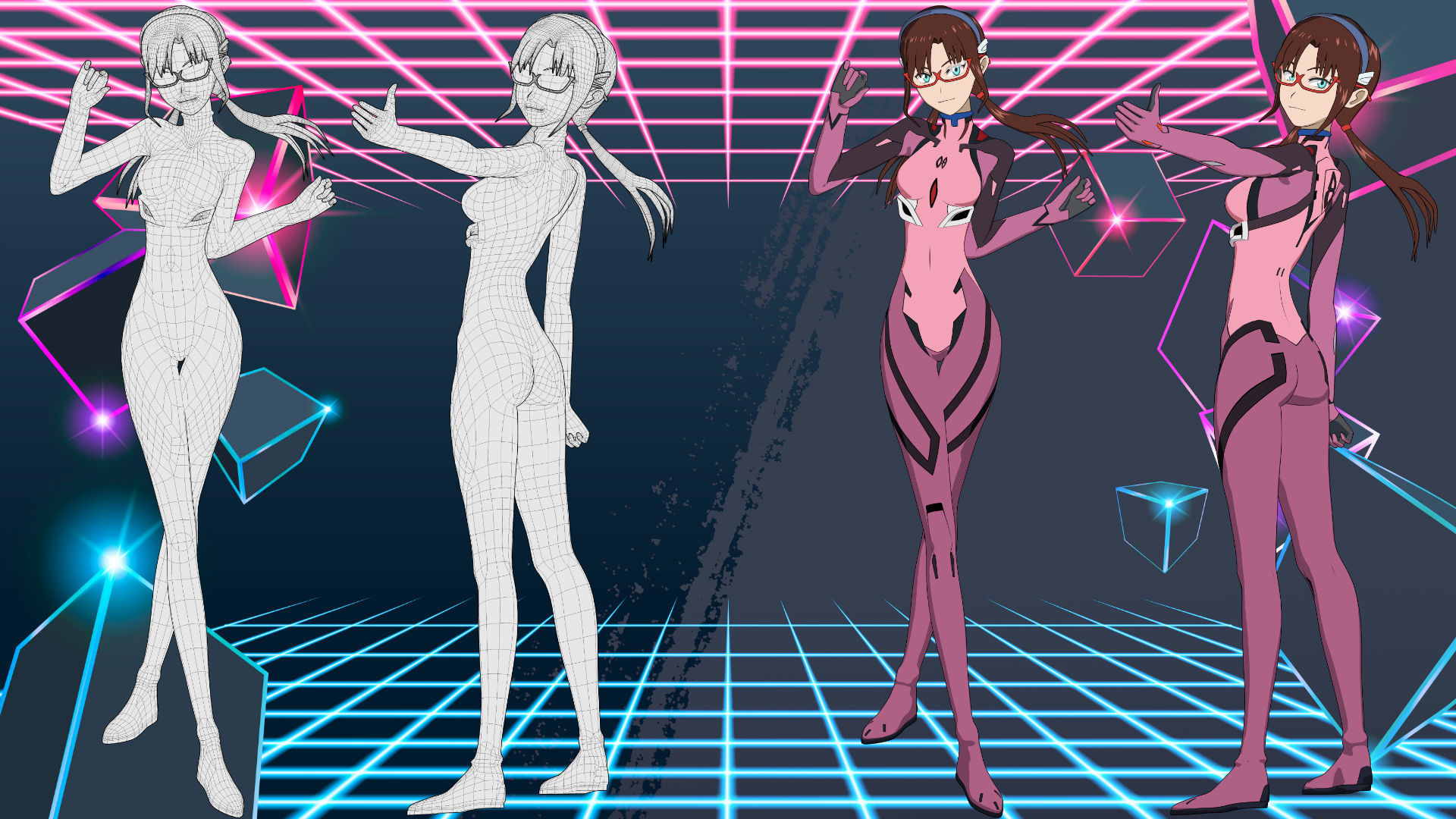 Pack Mari Makinami - Evangelion - 3D Model blender Low-poly 3D model_8