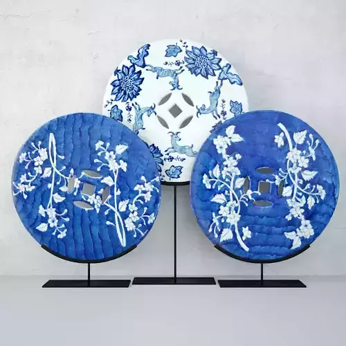 Blue and White Ceramic Disks 3