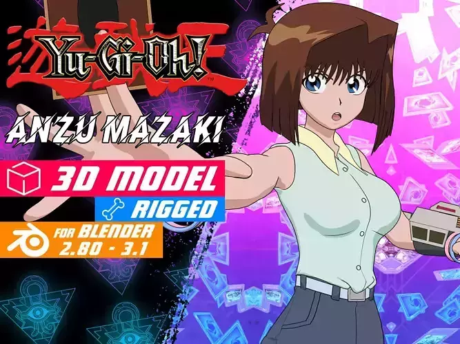 Anzu Mazaki - Yu Gi Oh - Model 3D Blender Low-poly 3D model