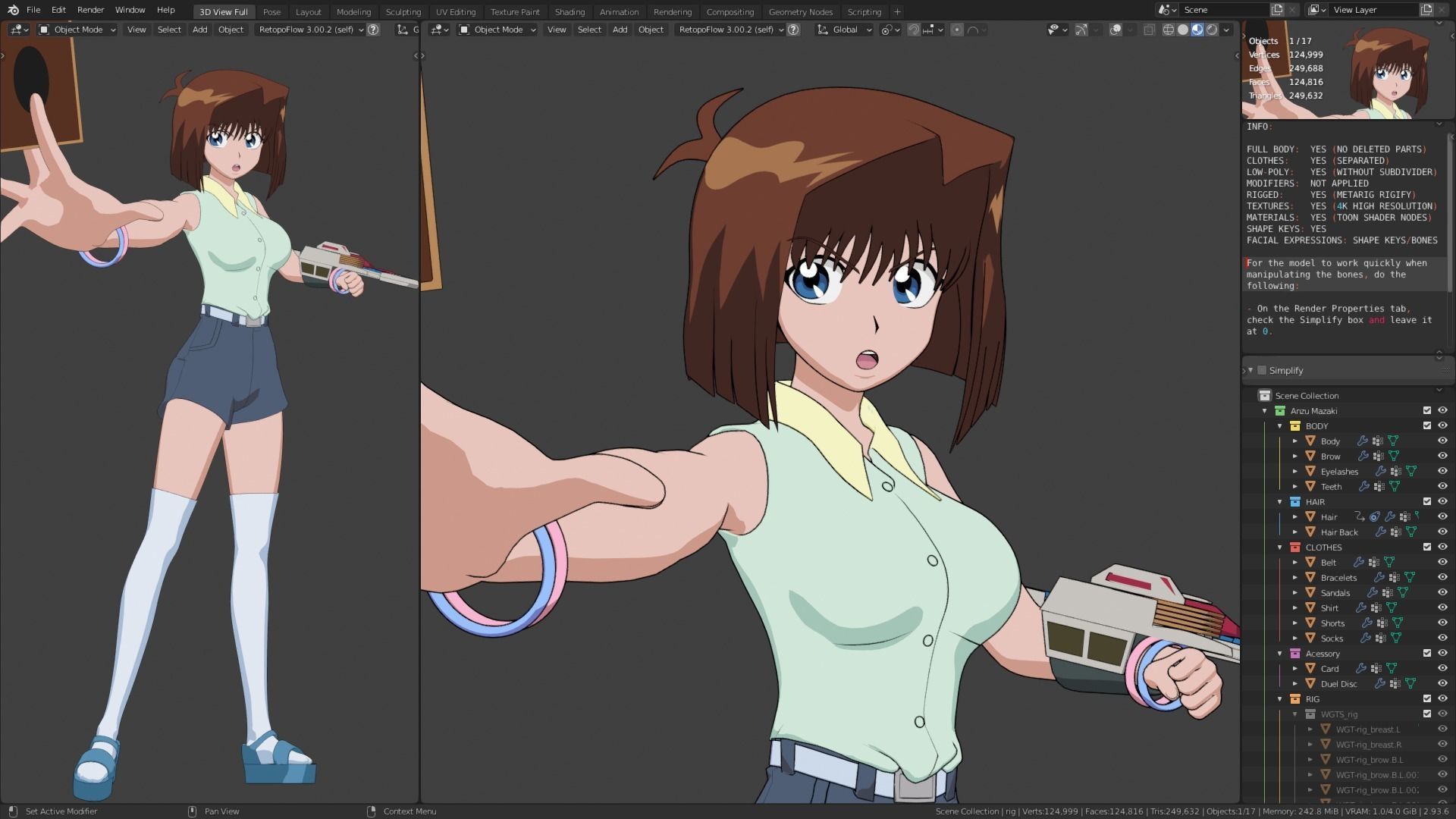 Anzu Mazaki - Yu Gi Oh - Model 3D Blender Low-poly 3D model_8