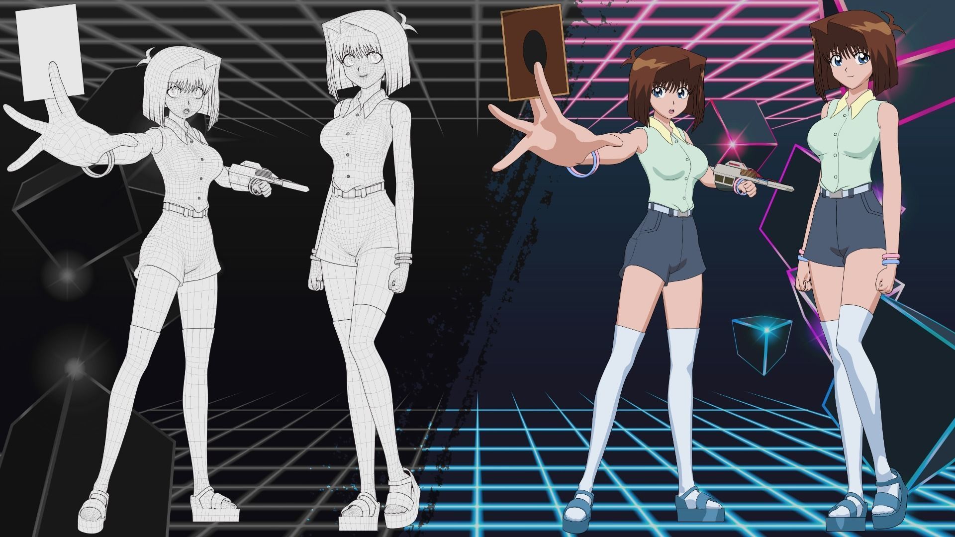 Anzu Mazaki - Yu Gi Oh - Model 3D Blender Low-poly 3D model_12