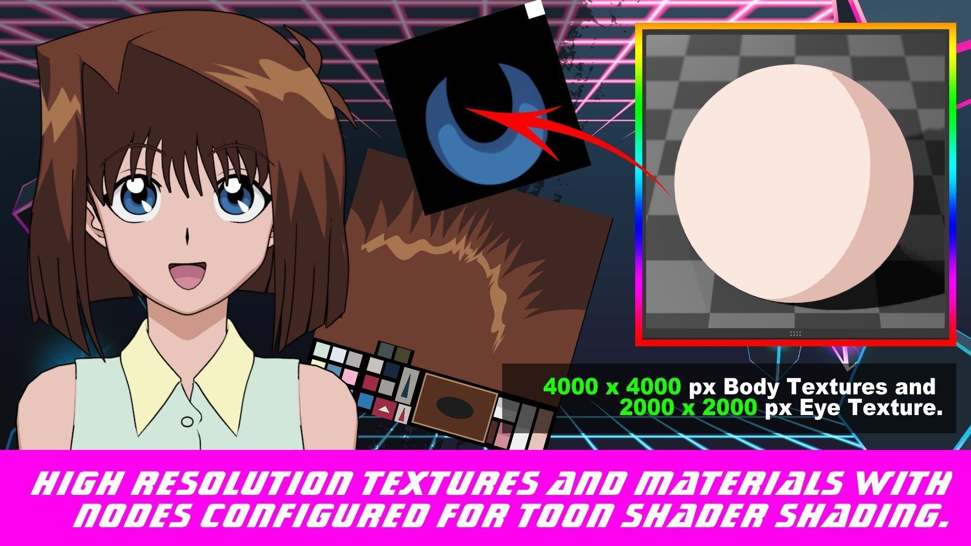 Anzu Mazaki - Yu Gi Oh - Model 3D Blender Low-poly 3D model_3