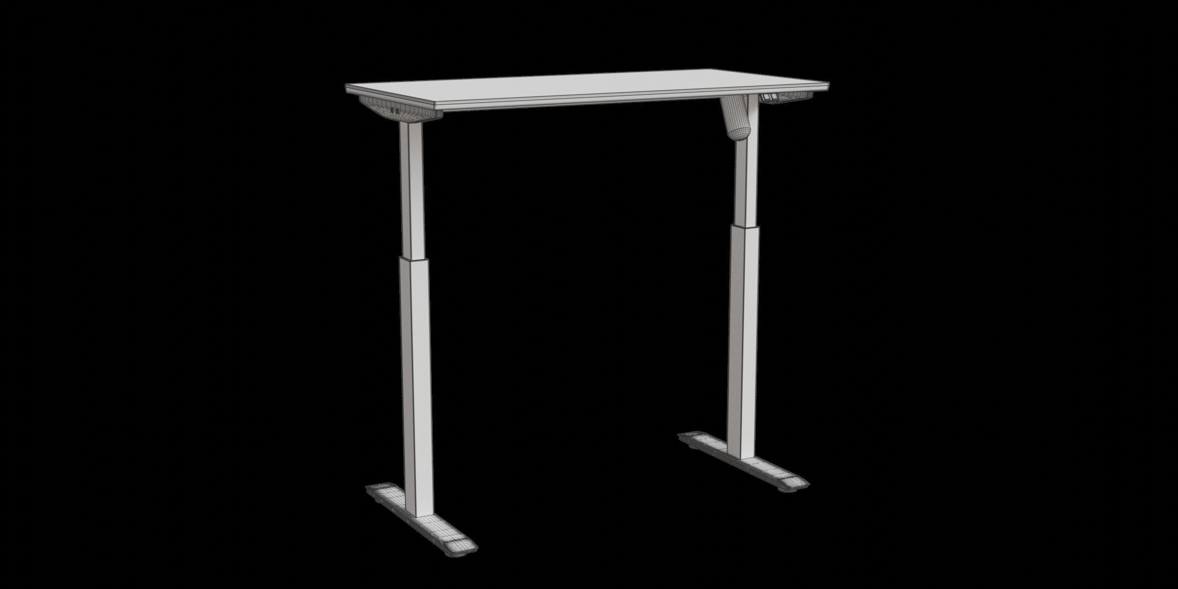 Electric Height Adjustable Standing Black Desk 3D model_3