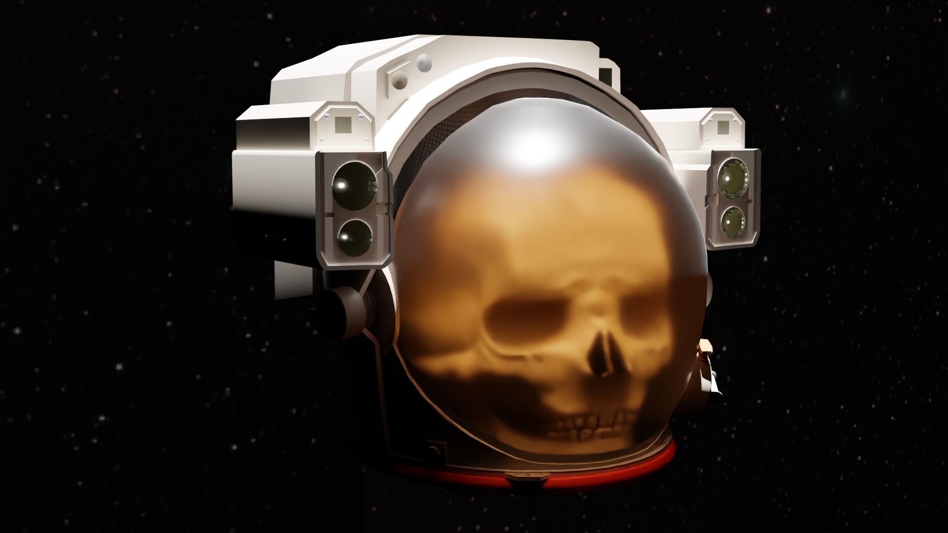 Animated Skull Space Helmet 3D model_2