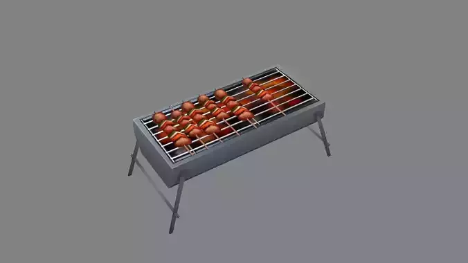 Cartoon barbecue rack - kebabs