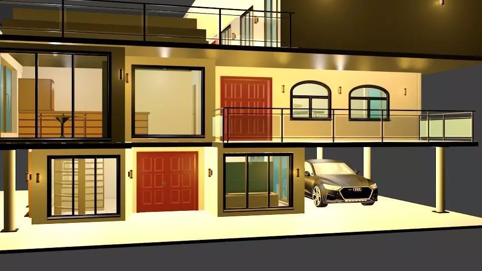 Luxury Modern House 3D model_0