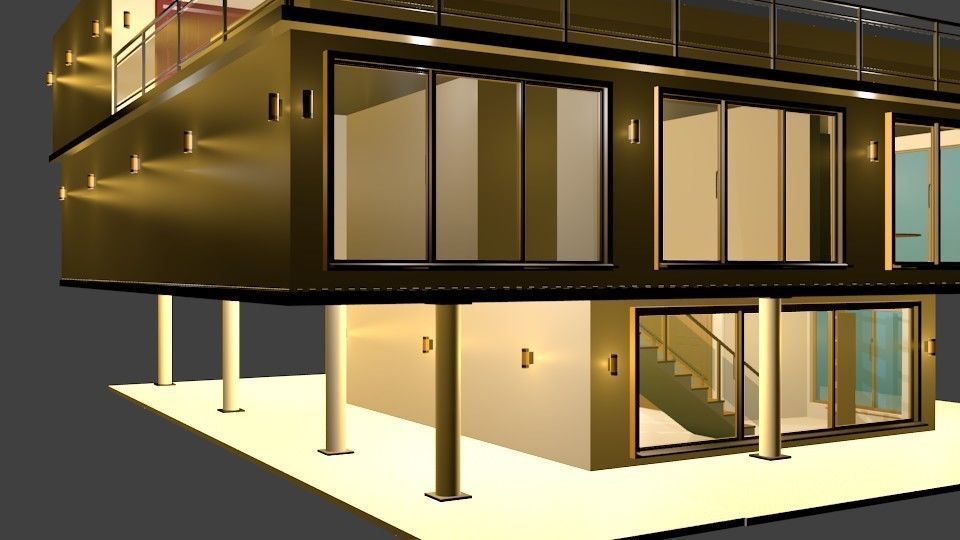 Luxury Modern House 3D model_3