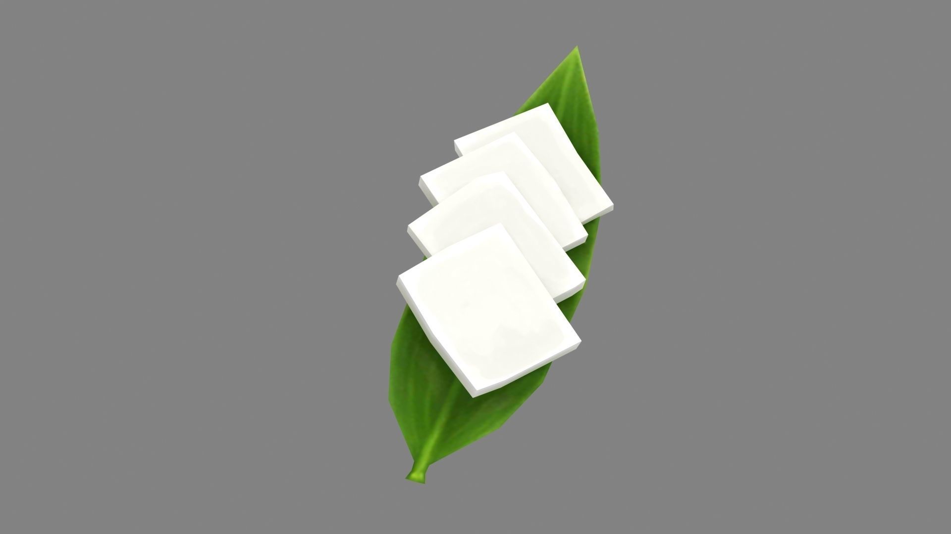 Tofu cut into chunks Low-poly 3D model_1
