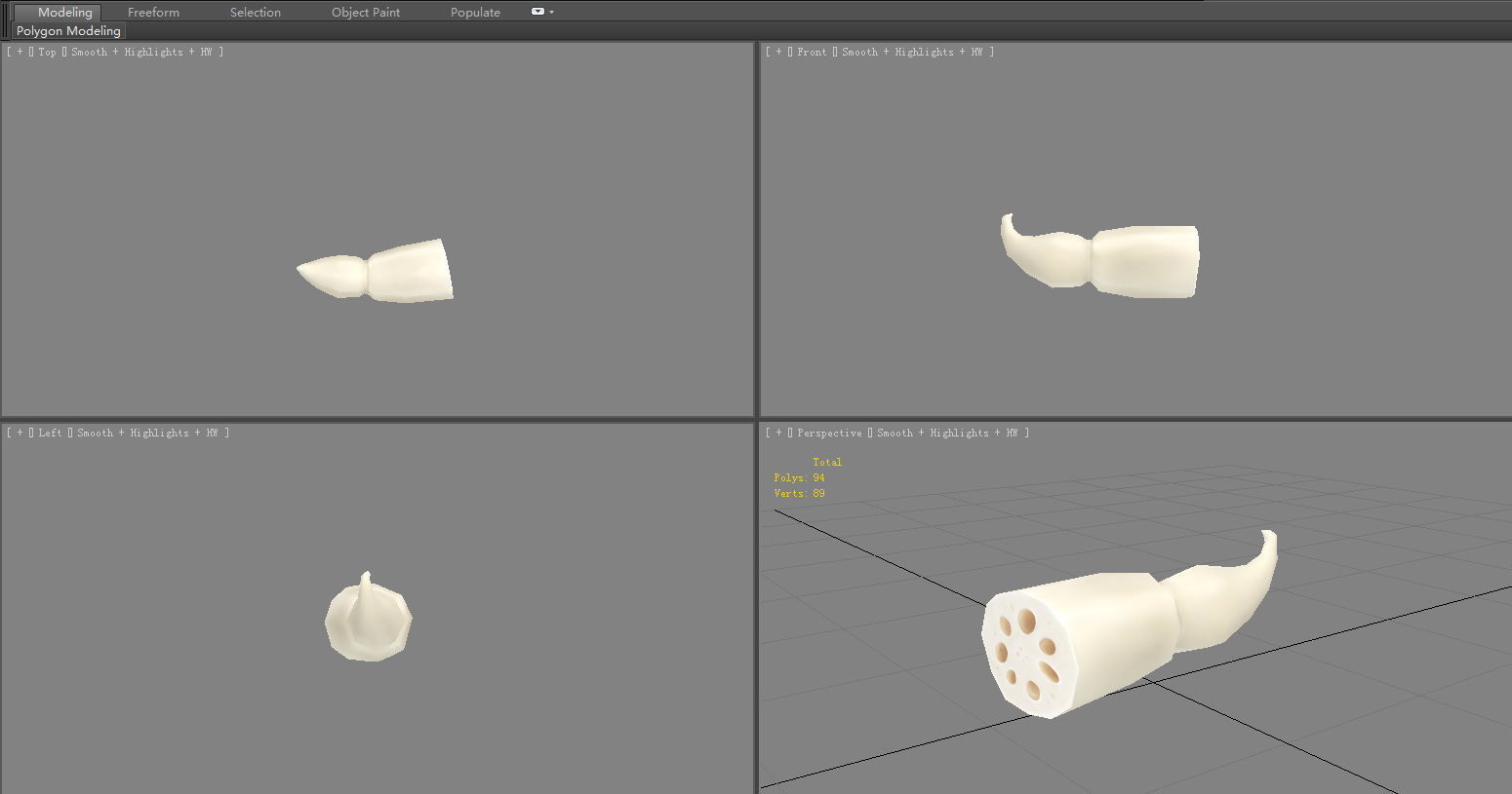 Peeled Lotus Root Low-poly 3D model_4