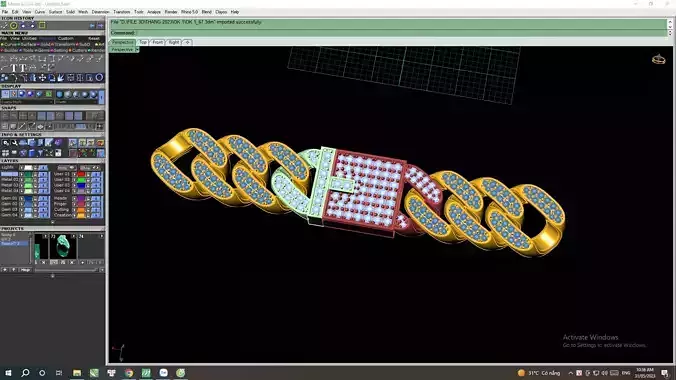 CUBAN Bracelets 13MM FILE 3DM IN OK 3D print model