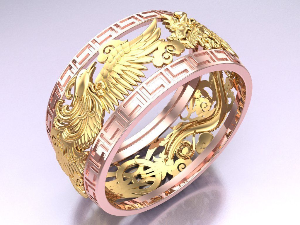 Dragon Phoenix Ring - N1036 3D print model_2