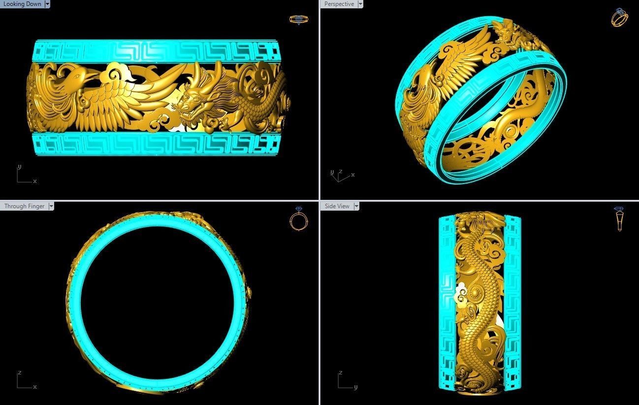 Dragon Phoenix Ring - N1036 3D print model_10