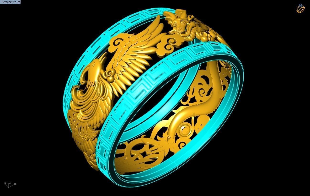 Dragon Phoenix Ring - N1036 3D print model_9