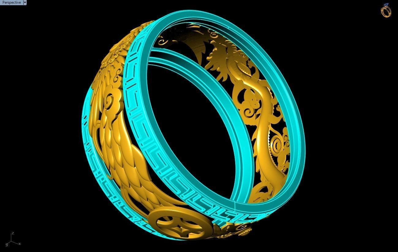 Dragon Phoenix Ring - N1036 3D print model_7