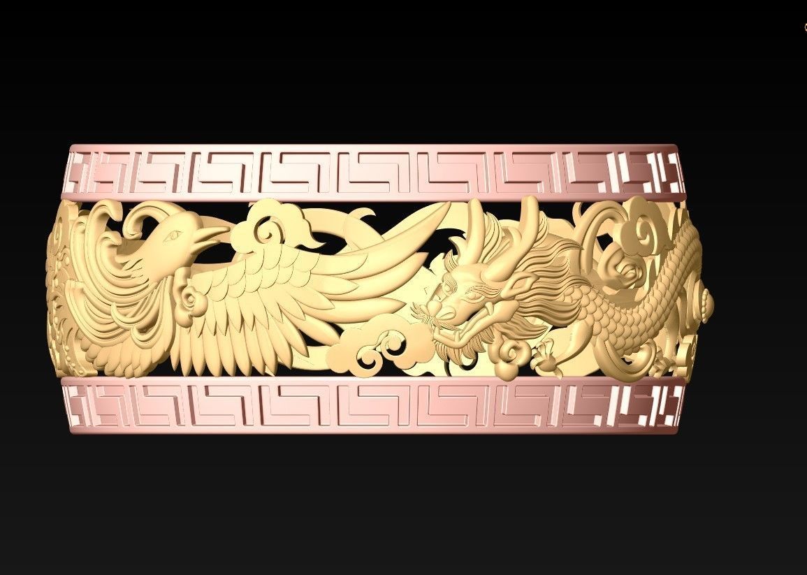 Dragon Phoenix Ring - N1036 3D print model_4