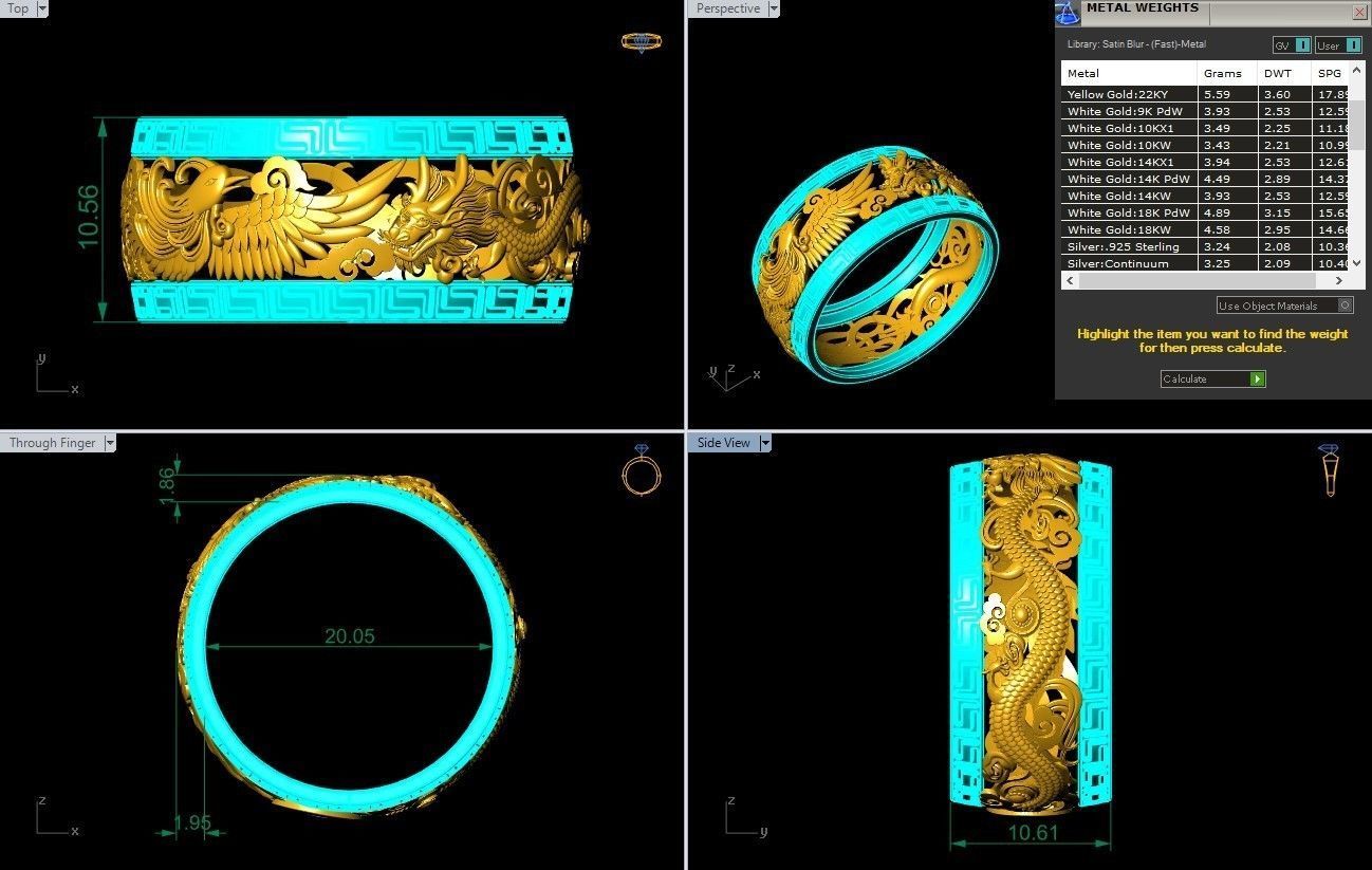 Dragon Phoenix Ring - N1036 3D print model_8