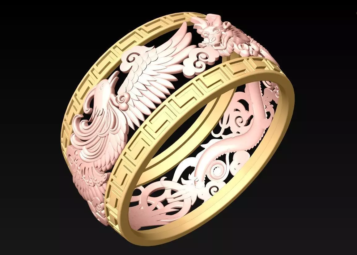 Dragon Phoenix Ring - N1036 3D print model_0
