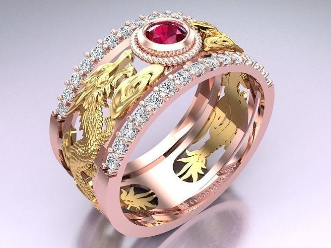 Double Dragon Ring - N1004 3D print model