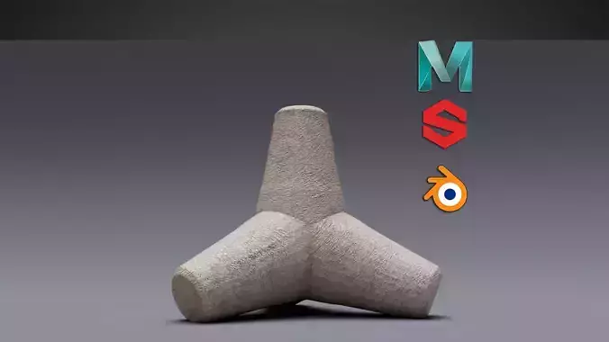 Waves Breaker Low-poly 3D model