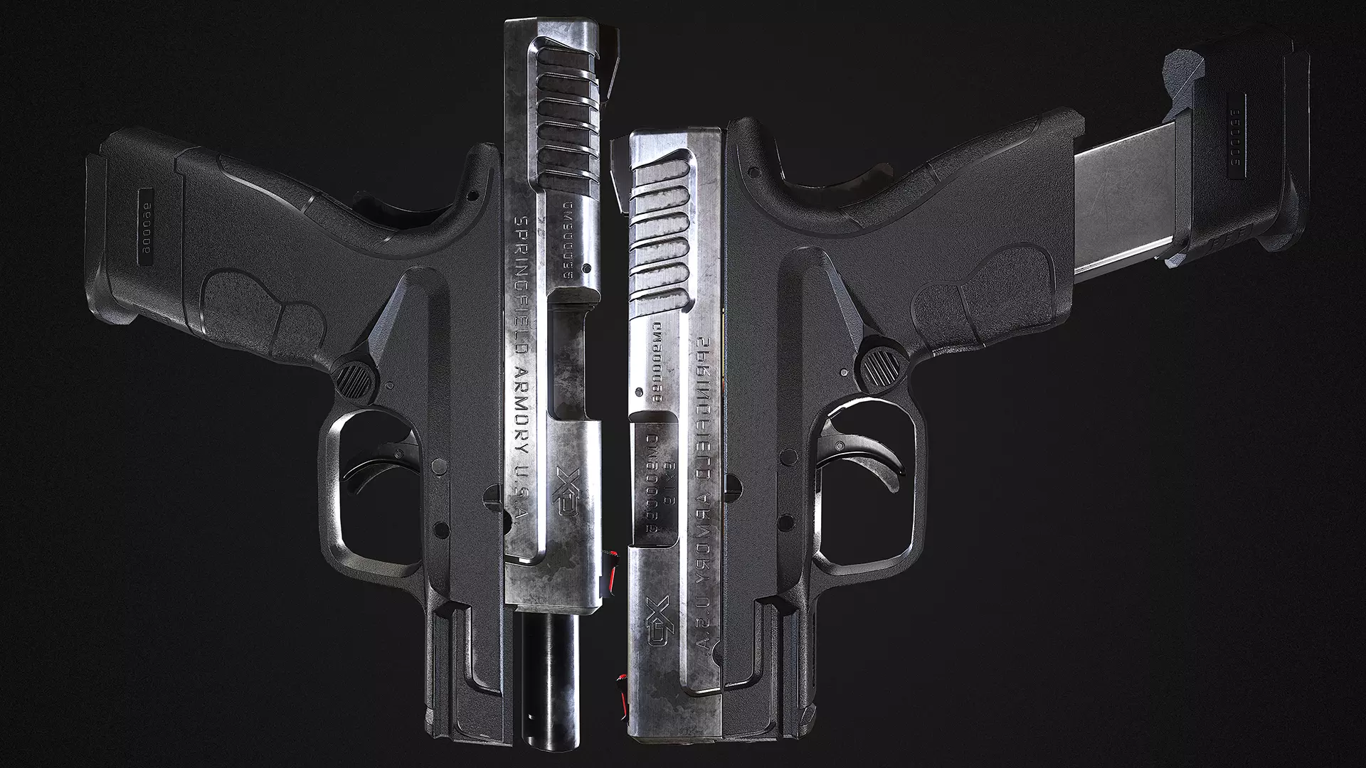 Sub-Compact 9mm Handgun Game ready low-poly Low-poly 3D model