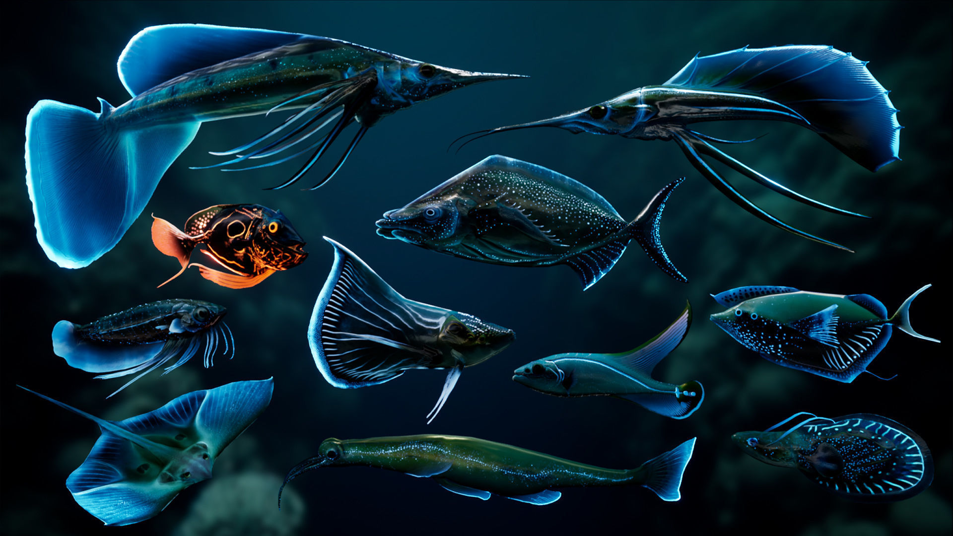 Alien Fish - Scifi Fantasy Creatures - Unreal Engine Support Low-poly 3D model_2