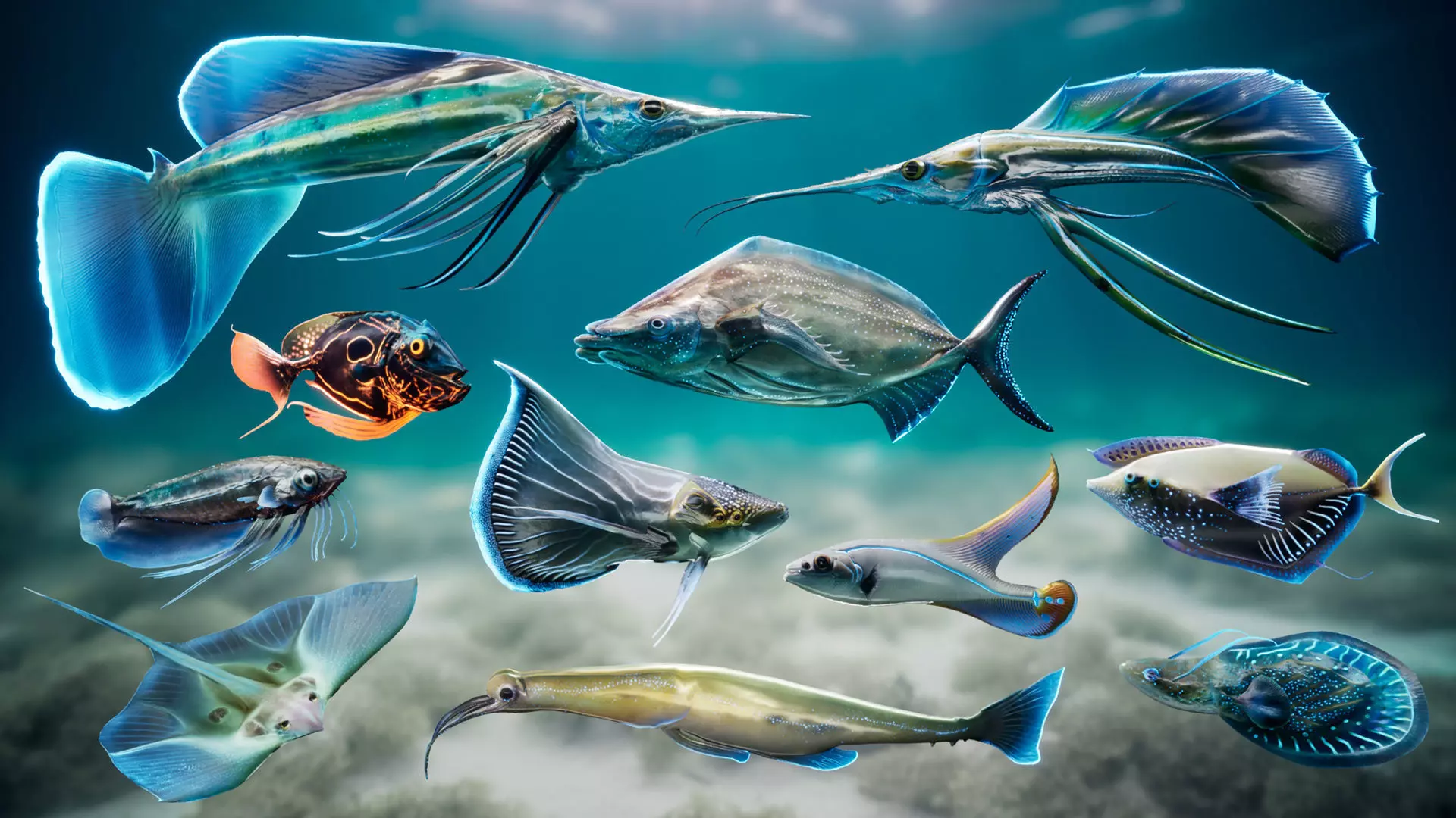 Alien Fish - Scifi Fantasy Creatures - Unreal Engine Support Low-poly 3D model_0