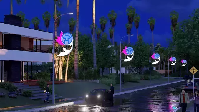Traffic lamp lotus flower 3D model