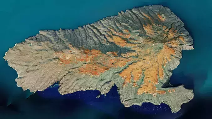 Kahoolawe island 3d model terrain 3D model