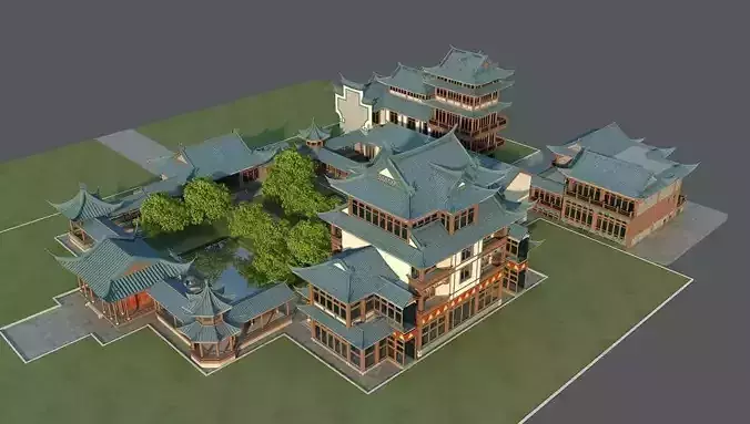 Asian antique courtyard