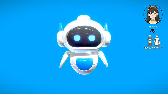 Robot cartoon Low-poly 3D model