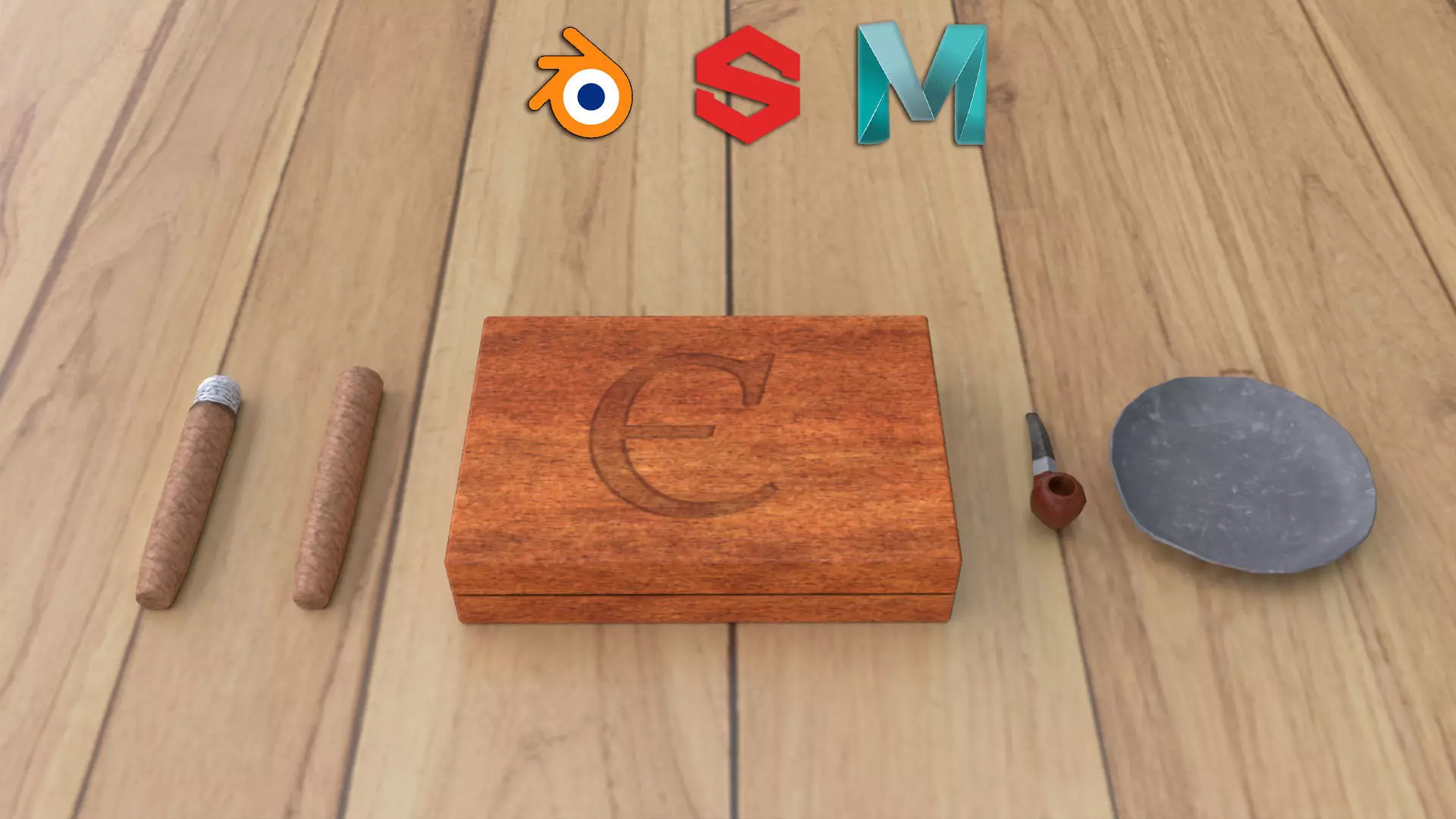 Cigar Set Low-poly 3D model_0