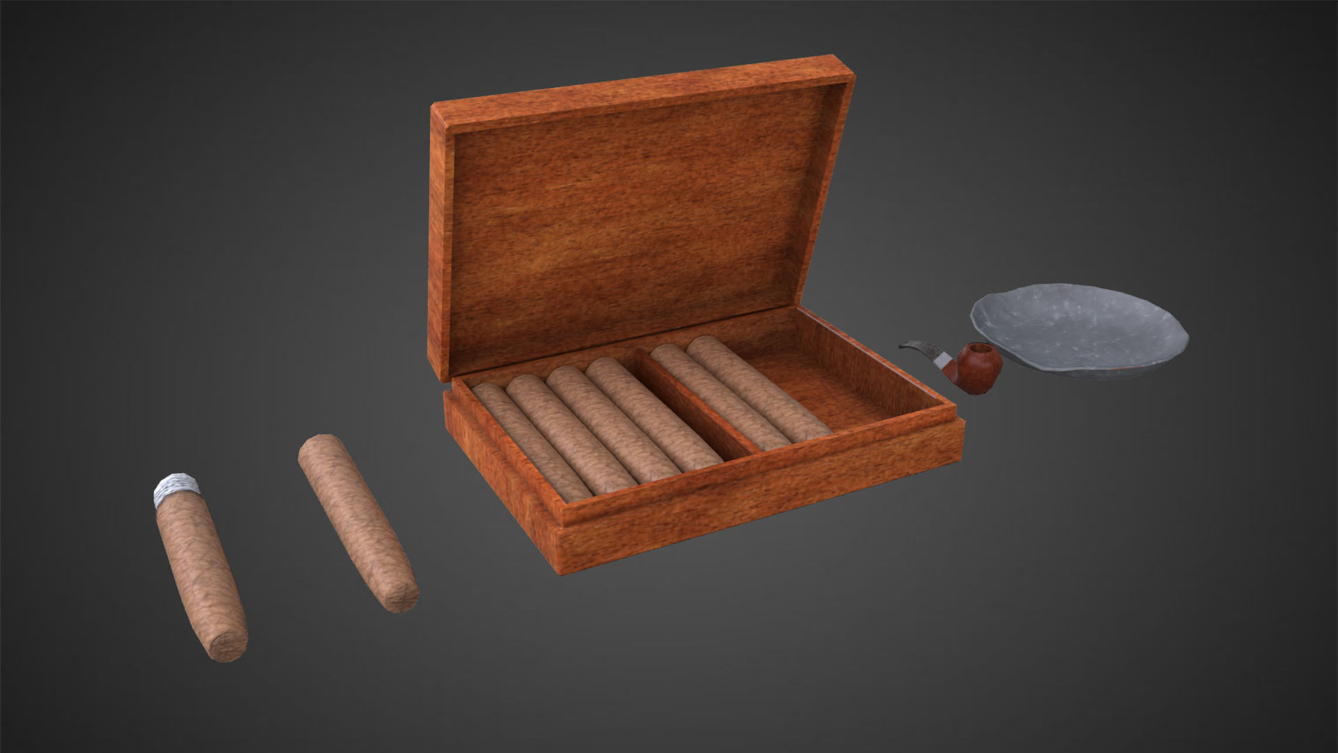 Cigar Set Low-poly 3D model_7