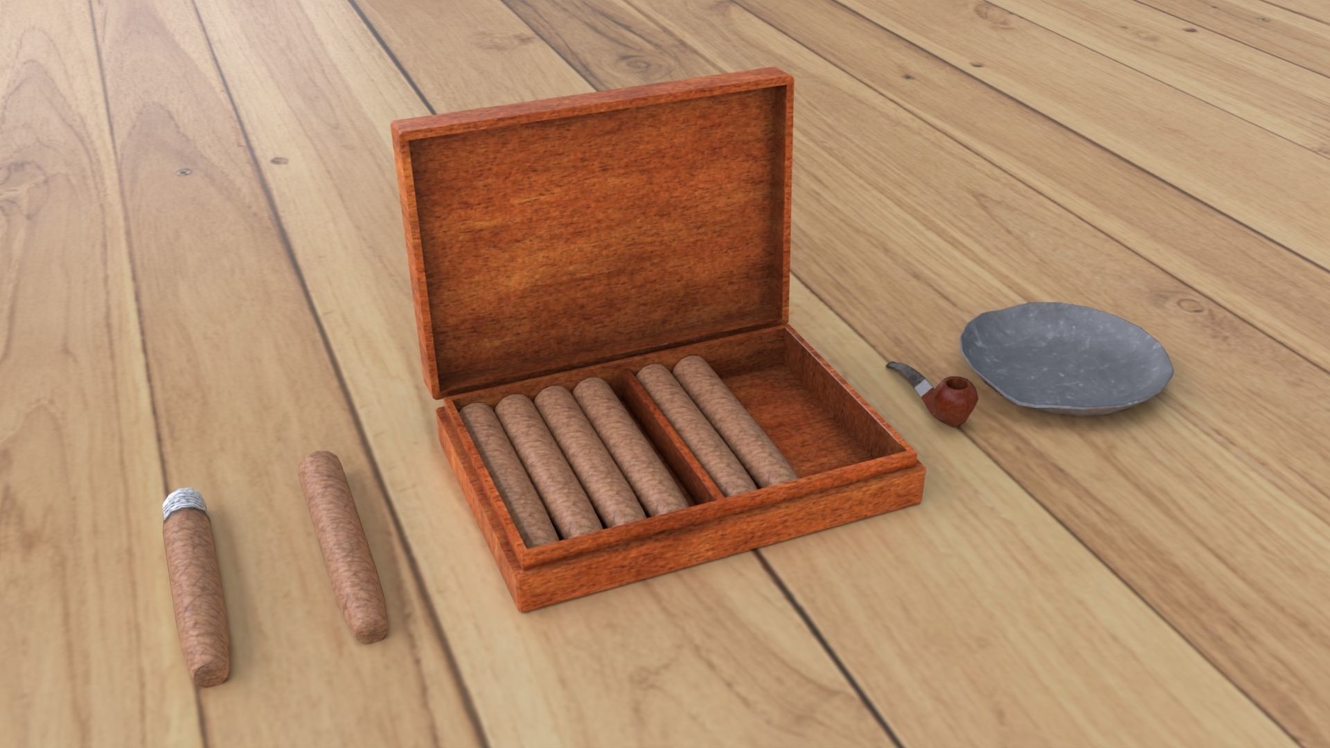 Cigar Set Low-poly 3D model_2