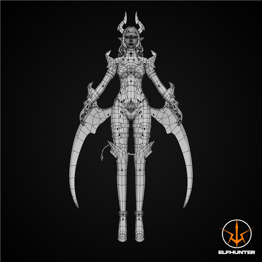 EXCLUSIVE ELF HUNTER EDITION RIGGED CHARACTER ELF YELLOW DEVIL Low-poly 3D model_14