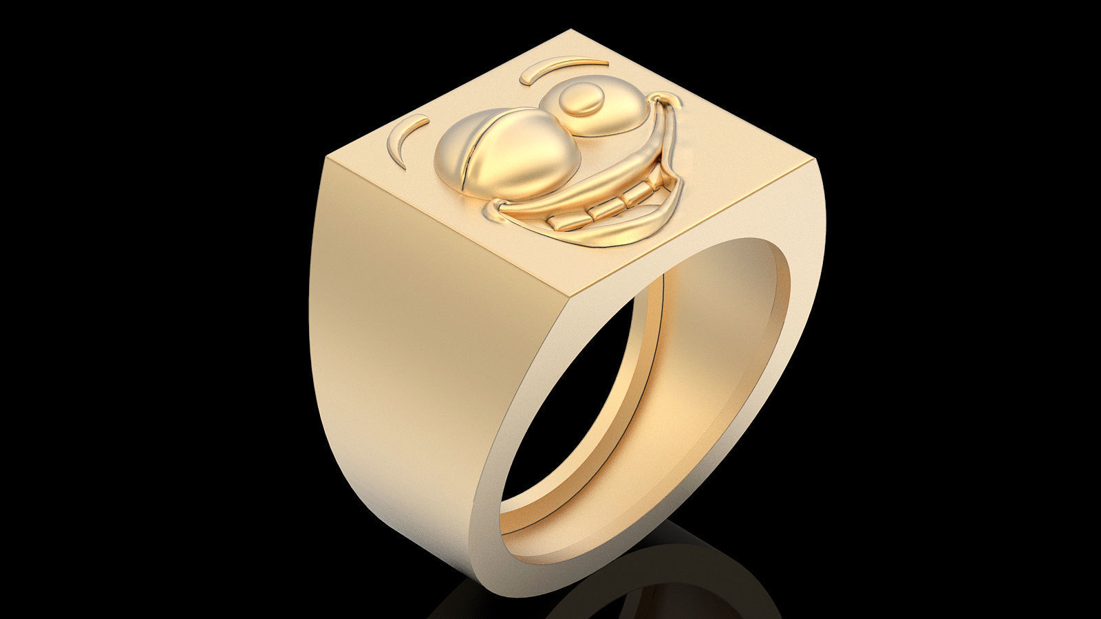 Emoji face comic ring gold silver  jewelry 3D printable model 3D print model_2