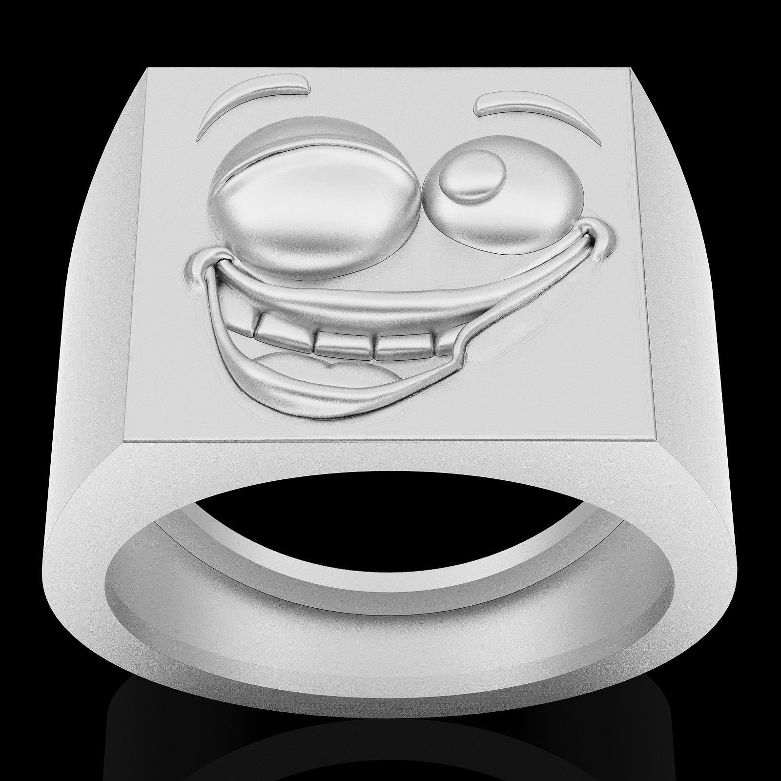 Emoji face comic ring gold silver  jewelry 3D printable model 3D print model_1