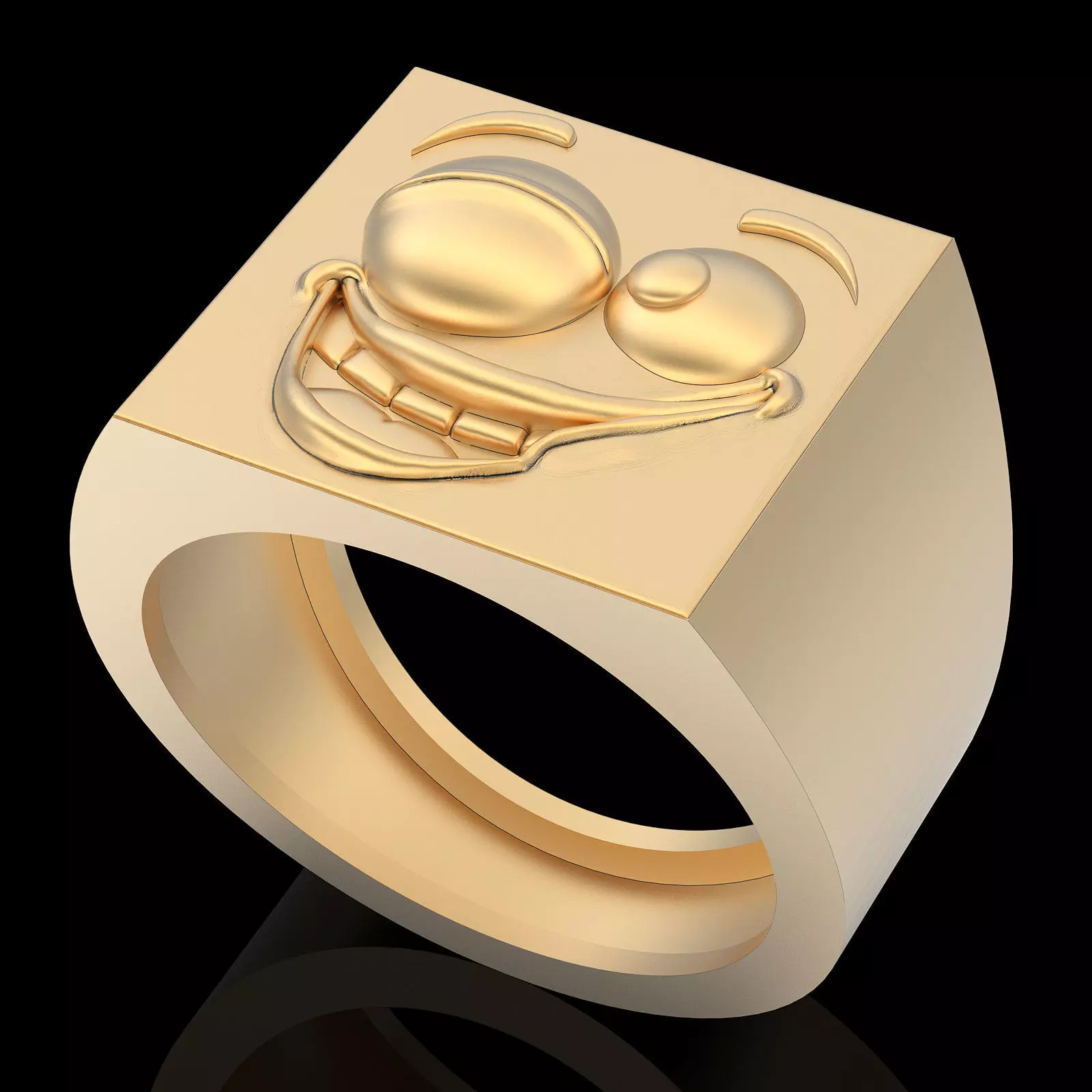 Emoji face comic ring gold silver  jewelry 3D printable model 3D print model_0