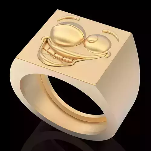 Emoji face comic ring gold silver  jewelry 3D printable model 3D print model