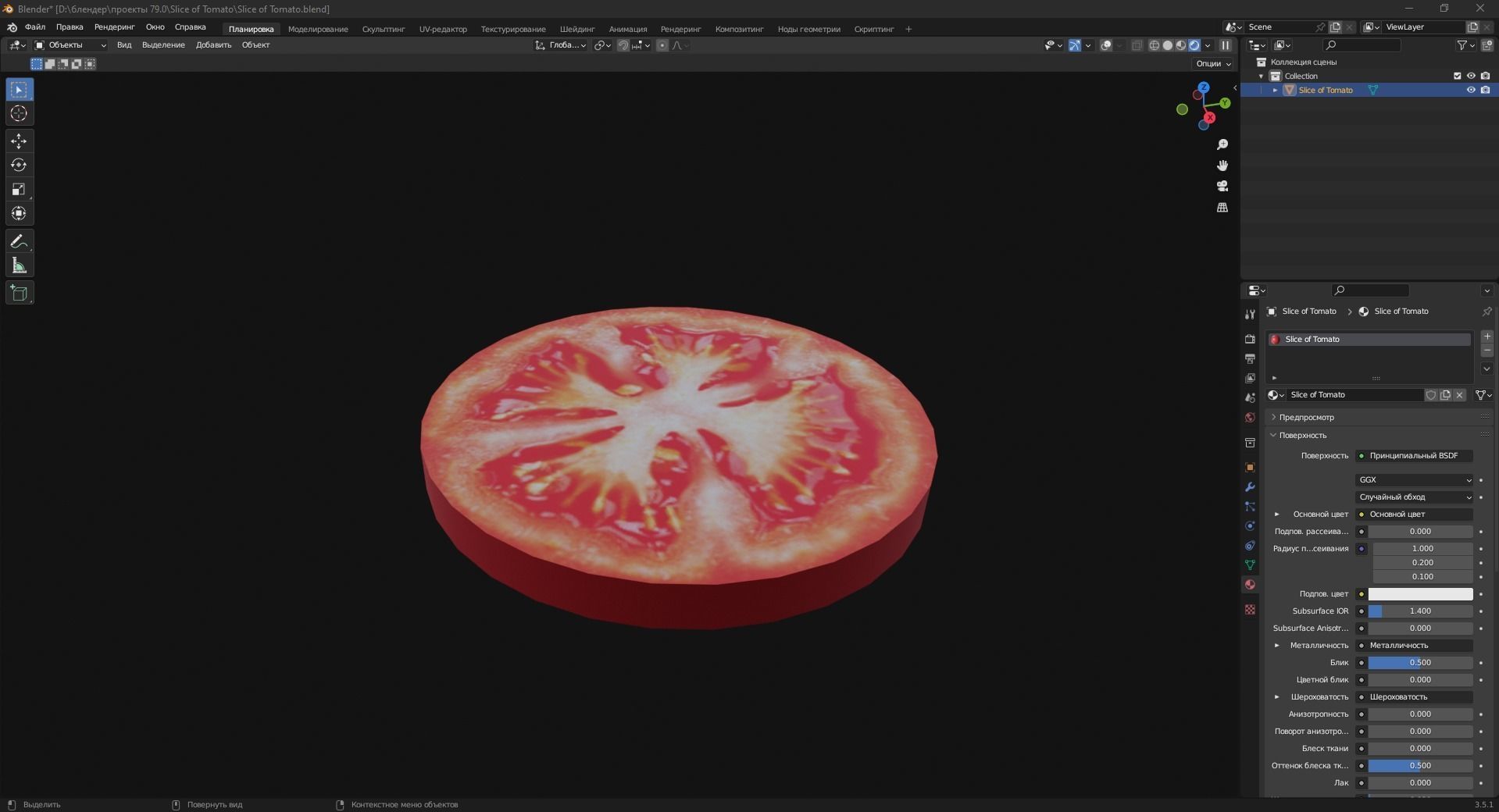Slice of Tomato 3D Model Low-poly 3D model_7