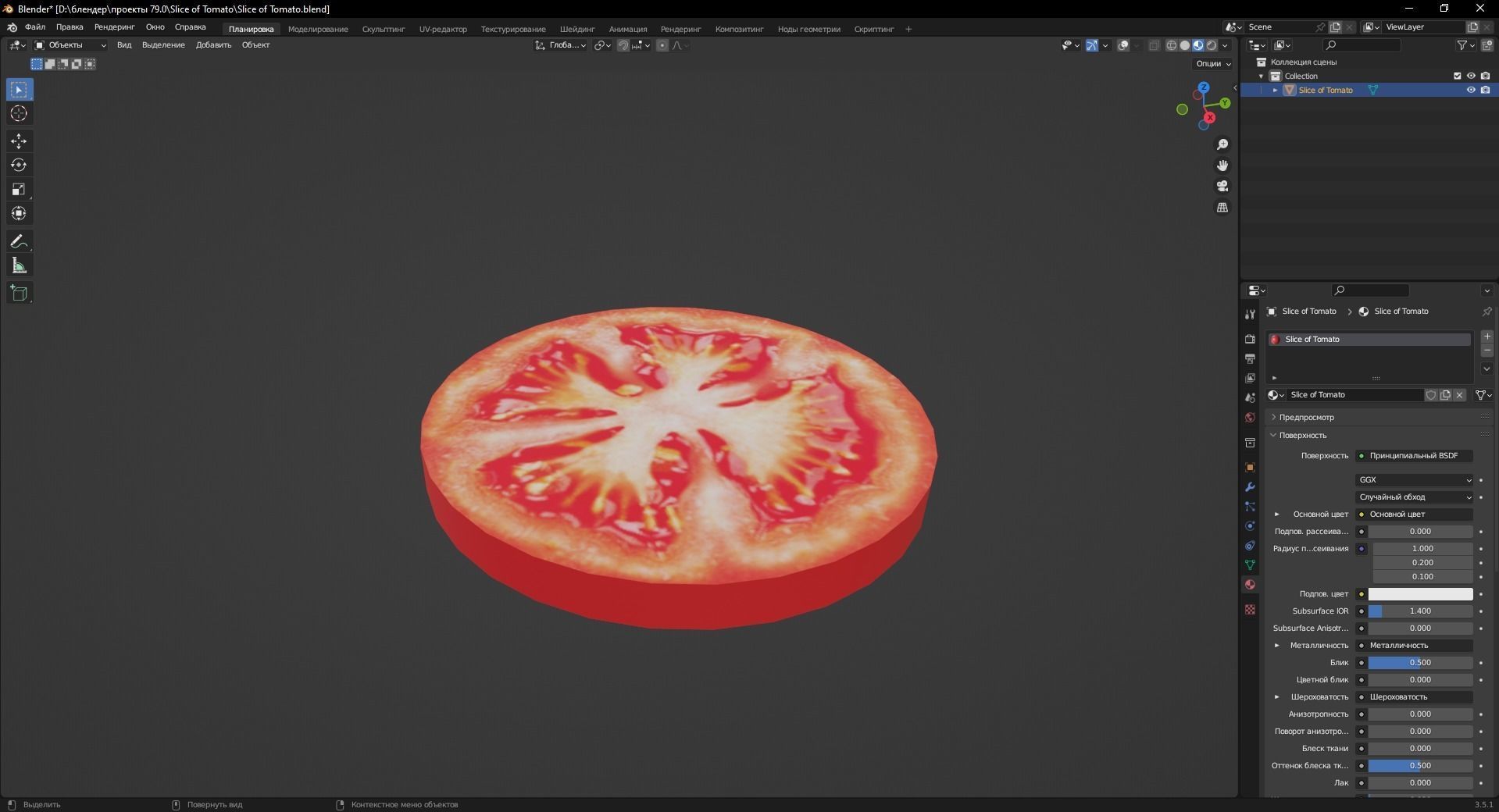 Slice of Tomato 3D Model Low-poly 3D model_9
