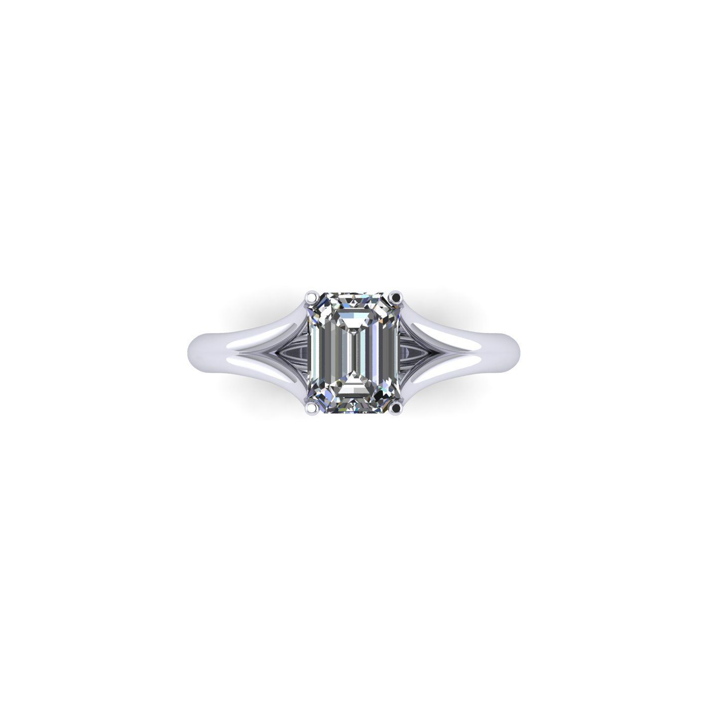 Emerald Solitaire Diamond Ring 3D print model_3