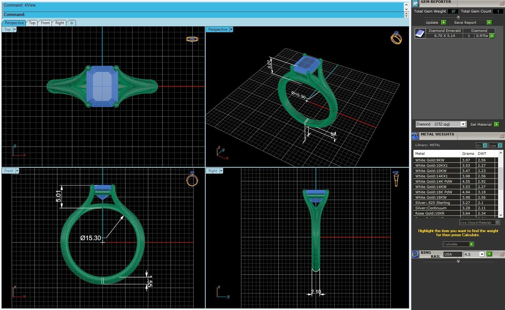 Emerald Solitaire Diamond Ring 3D print model_4