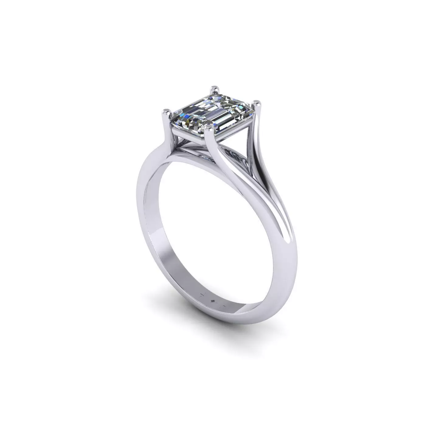 Emerald Solitaire Diamond Ring 3D print model_0